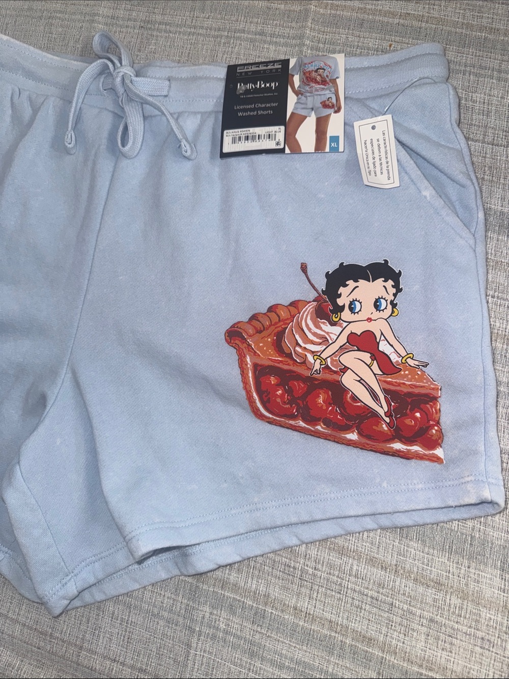 Betty Boop Cherry Pie Freeze New York Drawstring Character Athleisure Shorts NWT